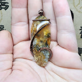 Beverly Marie Oregon Graveyard Point Plume Agate Pendant in Copper