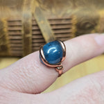 Aquamarine Copper Ring Size 6.5 – Deep Blue Cabochon