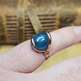 Aquamarine Copper Ring Size 6.5 – Deep Blue Cabochon