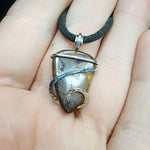 Australian Boulder Opal Pendant in Sterling Silver with Blue Flash