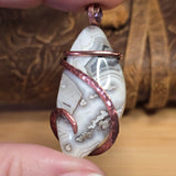 Crazy Lace Agate Pendant – Earthy Neutrals + Scenic Bands in Copper