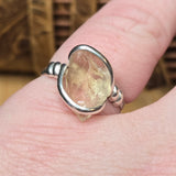 Raw Oregon Sunstone Ring sz 8 - Sterling Silver