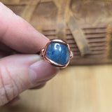 Aquamarine Copper Ring Size 6.5 – Deep Blue Cabochon