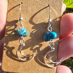 Kingman Turquoise Nugget Moon Earrings in Sterling Silver