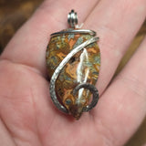 Marcasite Agate Pendant – Fire Vein with Crystal Cave in Sterling Silver