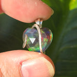 Aurora Opal Dark Heart Pendant – Sterling Silver Pendant
