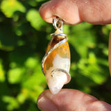 Golden Tube + Moss Carnelian Agate Pendant – Sterling Silver
