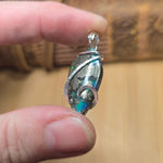 Marcasite Chalcedony on Caribbean Green Aurora Opal – Sterling Silver Pendant