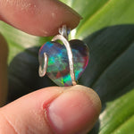 Aurora Opal Dark Heart Pendant – Sterling Silver Pendant