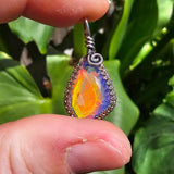 Double Sided Faceted Fiery Aurora Opal Pendant In Antiqued Sterling Silver - Rock Your World 