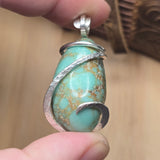 Vintage Turquoise Pendant – Sterling Spiral & Robin’s Egg Revival - Rock Your World 