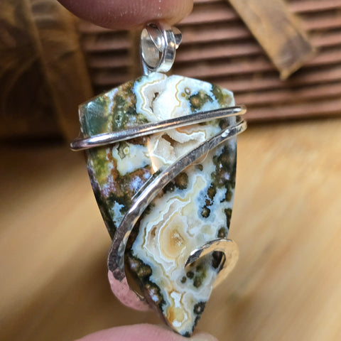 River Jasper Pendant – Mosslight Current in Sterling Silver