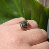 Raw Green Tourmaline Crystal Ring in Copper Ring Sz 10