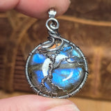 Labradorite Moon Spooky Tree of Life Pendant – Oxidized Sterling Silver