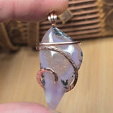 Purple Agate + Citrine Crystal Pendant – 14K Rose Gold Fill