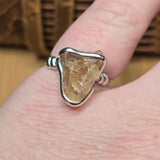 Oregon Sunstone Ring sz 8.5 Sterling Silver – Pink Center with Light Schiller
