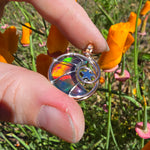 Moon and Stars Rainbow Aurora Opal Pendant In 14kt Rose Gold Fill and Sterling Silver