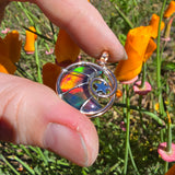 Moon and Stars Rainbow Aurora Opal Pendant In 14kt Rose Gold Fill and Sterling Silver