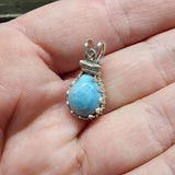 Petite Pastel Blue Larimar Pendant Sterling Silver