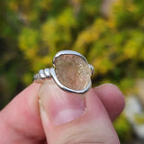 Raw Oregon Sunstone Ring sz 8 - Sterling Silver