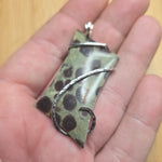Green and Brown Cone Pine Forest Oolite Limestone Polka Dot Pendant in Sterling Silver