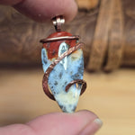 Fiery Common Opal Pendant Marcasite Inclusions - Copper Wrapped