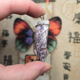 Rare Bright Purple Luna Agate Pendant in Silver – Mexican Orbicular Chalcedony