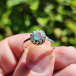 Natural Turquoise Ring Size 9 – Wintergreen Blue + Grey Chert in Sterling Silver