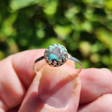 Natural Turquoise Ring Size 9 – Wintergreen Blue + Grey Chert in Sterling Silver