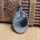 Dendritic Quartz Pendant with Manganese Inclusions - Antiqued Sterling Silver