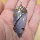 Mossy Burro Creek Agate Pendant in Sterling Silver