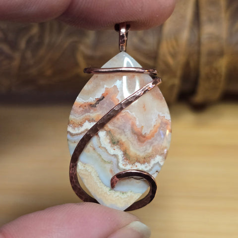 Crazy Lace Agate Pendant Copper Wrapped – Warm Earth Tones