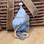 Dendritic Quartz & Common Opal Pendant – Winter Ridge in Sterling Silver