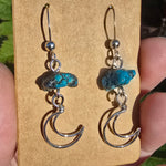 Kingman Turquoise Nugget Moon Earrings in Sterling Silver