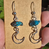 Kingman Turquoise Nugget Moon Earrings in Sterling Silver