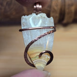 Crazy Lace Agate Pendant with Crystal Crown – Copper Setting