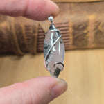 Lavender Moss Agate Pendant – Black Inclusions in Sterling Silver