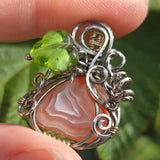 Swazi Rose Agate Pumpkin Pendant - Sterling Silver 14kt Gold Fill Czech Glass