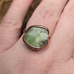 Natural Peridot Copper Ring – Size 10 – Raw Green Crystal in Forged Copper