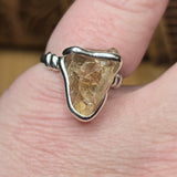 Oregon Sunstone Ring sz 8.5 Sterling Silver – Pink Center with Light Schiller