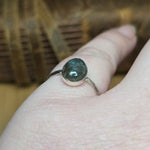 Blue Flash Labradorite Ring sz 9 - Hammered Sterling Silver