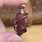 Red Moss Agate Pendant Copper Wrapped - One-of-a-Kind