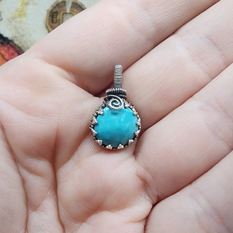 Sky Blue Nevada Turquoise Pendant in Sterling Silver