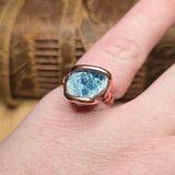 Raw Crystal Ring sz 7.25 – Blue Tourmaline with Pale Pink Rim