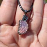 UV-Reactive Lavender Moon Quartz Pendant – 7ct Handmade in Antiqued Sterling Silver