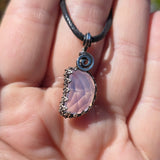 UV-Reactive Lavender Moon Quartz Pendant – 7ct Handmade in Antiqued Sterling Silver
