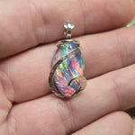 Large Marquis Aurora Opal Pendant – Sterling Silver