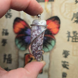 Rare Bright Purple Luna Agate Pendant in Silver – Mexican Orbicular Chalcedony