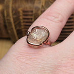 Raw Oregon Sunstone Crystal Ring Sz 7.5 in Copper