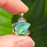 Aurora Opal Rainbow Star Pendant - Sterling Silver - Lab-Grown Magic